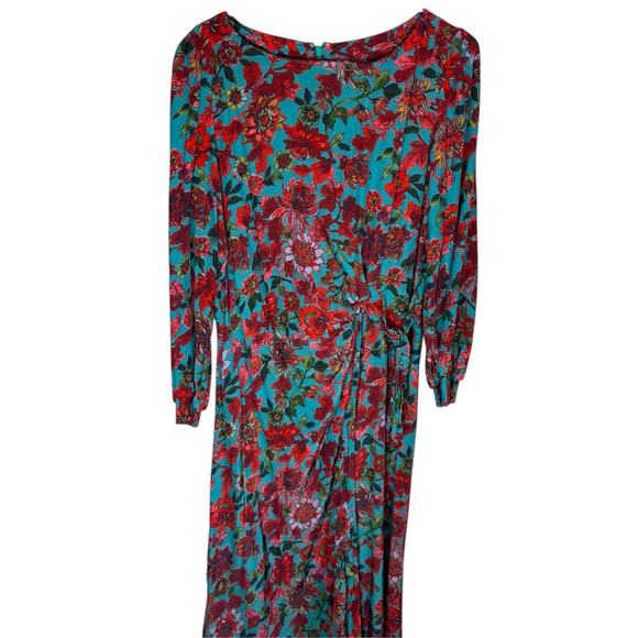 Talbots Floral Midi Dress Size 12 Jewel Tone Long Sleeve Lined Shift Workwear - Picture 4 of 10